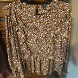 Ann Taylor floral ruffle peplum blouse